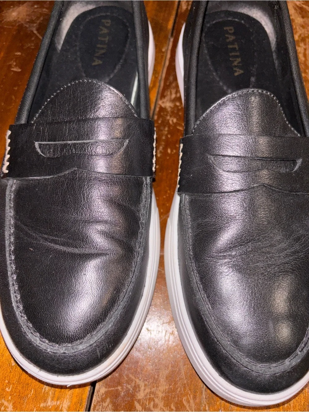 Women’s Patina Black Leather Slip-On Penny Loafers - Picture 3 of 3